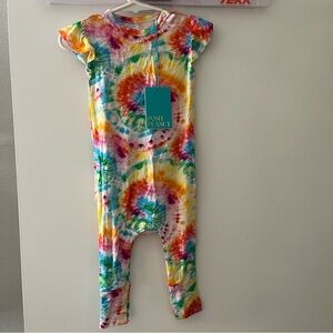Posh Peanut 9-12M rainbow tie dye short sleeve jumper romper onesie bamboo